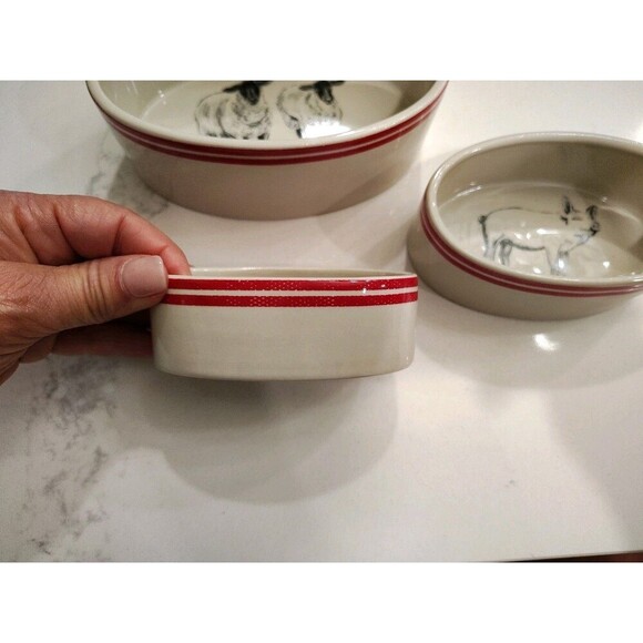 Creative Co-op M Chad Barrett Sheep Pig Rooster Bowl Farmhouse Nesting Ramekins - Picture 9 of 13